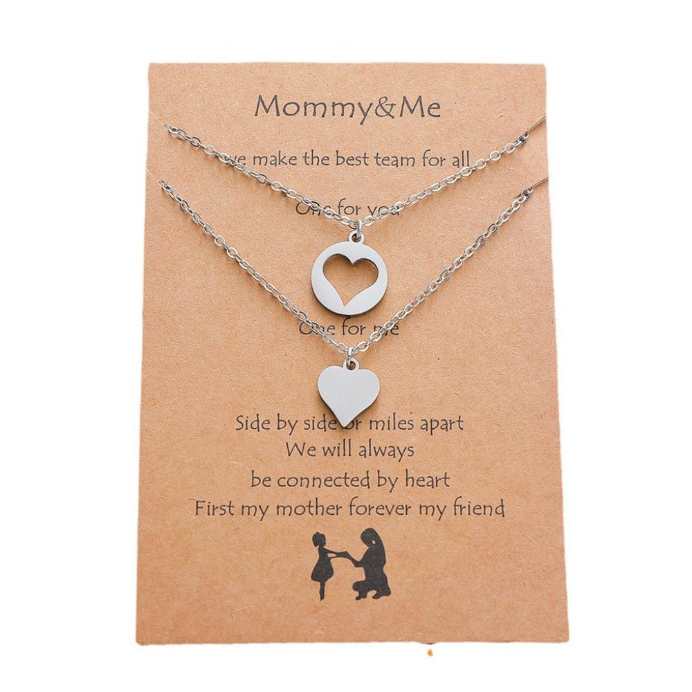 "Mommy & Me" Heart Necklace Set 2PC